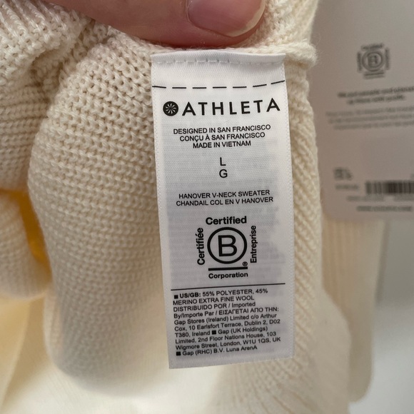 Athleta Hanover V-Neck Sweater Ivory / Cream - Picture 10 of 10